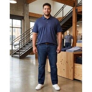 St. Johns Bay Polo Shirt Mens 4XLT Big Tall Blue Dot Short Sleeve Quick Dry Golf